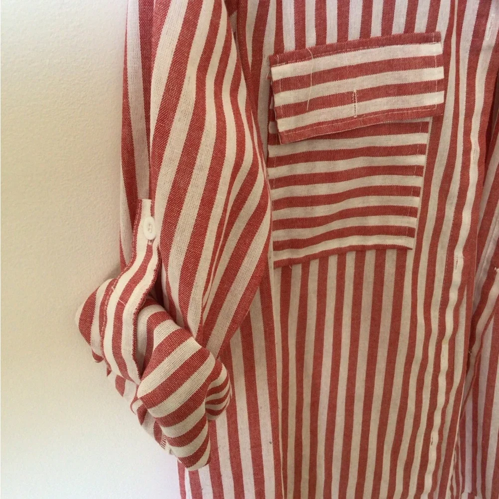 Striped Button-Up Shirts in Red and Blue - Picture 8 of 9
